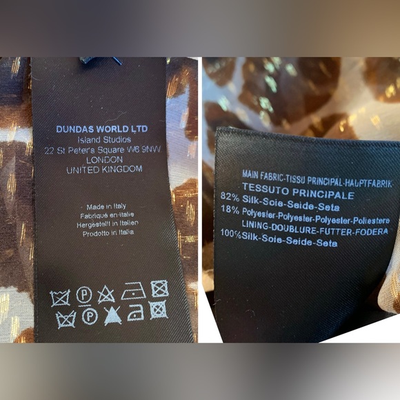 DUNDAS SILK $1690 GIRAFFE ANIMAL PRINT METALLIC TASSEL BLOUSE TOP NEW TAGS ITALY - Picture 6 of 10